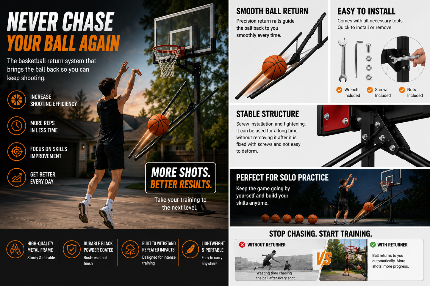 Effortless Basketball Rebounder